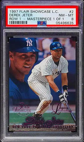 1997 Flair Showcase Legacy Collection Masterpiece one of one Derek Jeter brare baseball card #2 graded PSA 8