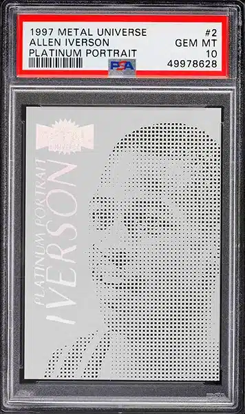 1997 Metal Universe Platinum Portrait Allen Iverson Basketball Card Insert #2 graded PSA 10