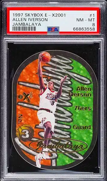 1997 Skybox E-X2001 Jambalaya Allen Iverson die cut basketball card insert #1 graded PSA 8