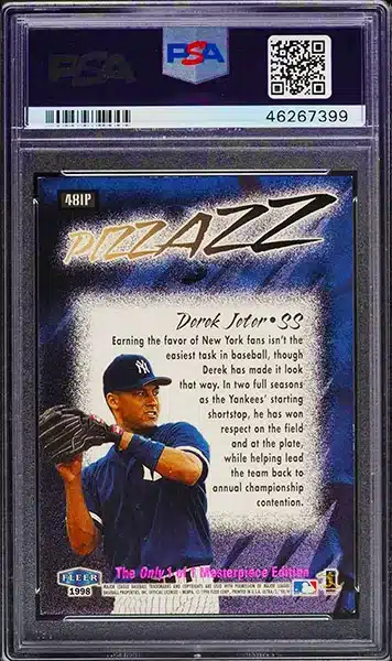 1998 Fleer Ultra Derek Jeter Pizazz Masterpiece one of one baseball card graded PSA 7.5
