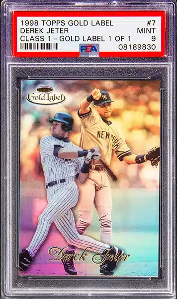 1998 Topps Gold Label Derek Jeter Class 1 Gold Label 1 of 1 baseball card graded PSA 9 mint condition