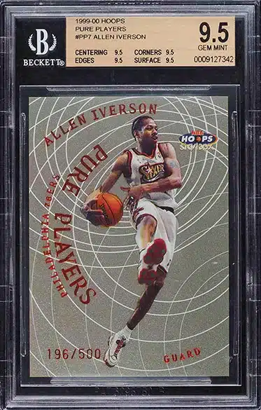 1999 Skybox NBA Hoops Pure Players Allen Iverson basketball card #PP7 graded BGS 9.5
