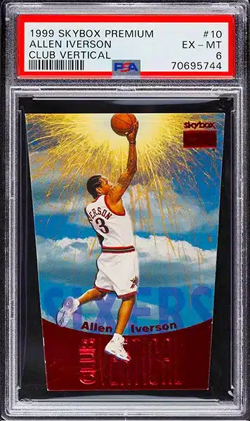 1999 Skybox Premium Club Vertical Allen Iverson die cut basketball card insert #10 graded PSA 6
