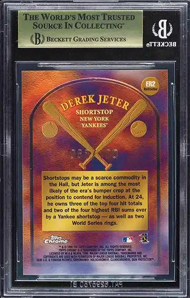 1999 Topps Chrome Derke Jeter Early Road to the Hall Refractor graded BGS 9.5 gem mint condition