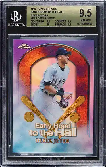 1999 Topps Chrome Derke Jeter Early Road to the Hall Refractor graded BGS 9.5 gem mint condition