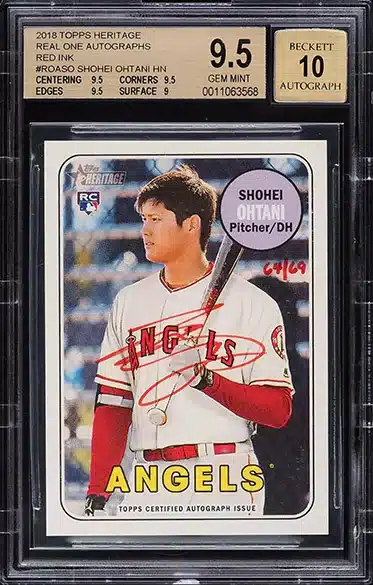 2018 Topps Heritage Real One Red Ink Shohei Ohtani ROOKIE AUTO /69 BGS 9.5 GEM