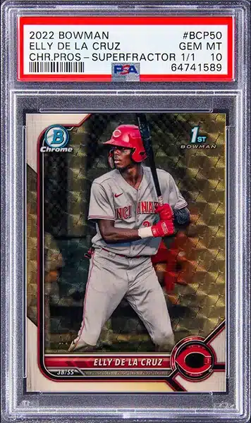 2022 Bowman Chrome Prospects Superfractor #BCP-50 Elly De La Cruz Rookie Card (#1/1) – PSA GEM MT 10