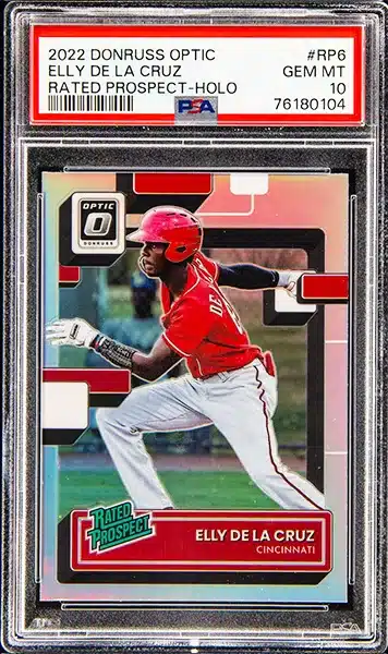 2022 Panini Donruss Optic Rated Prospect Holo Rp6 Elly De La Cruz Rookie Card – PSA GEM MT 10