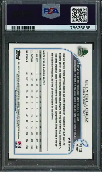 2022 Topps Pro Debut Chrome Elly De La Cruz PSA 10 Gem Mint Rookie RC #PDC189 BACK