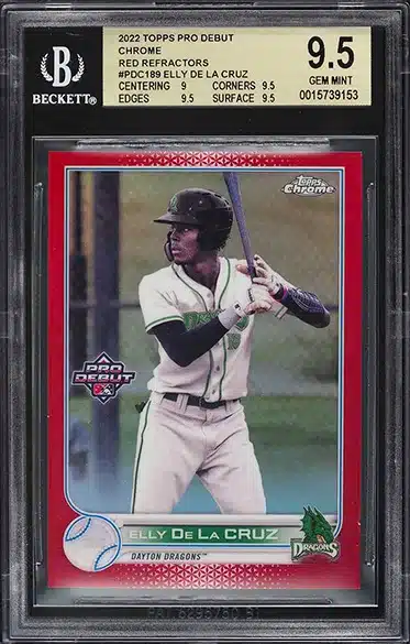 2022 Topps Pro Debut Chrome Red Refractor Elly De La Cruz RC /5 #PDC189 BGS 9.5