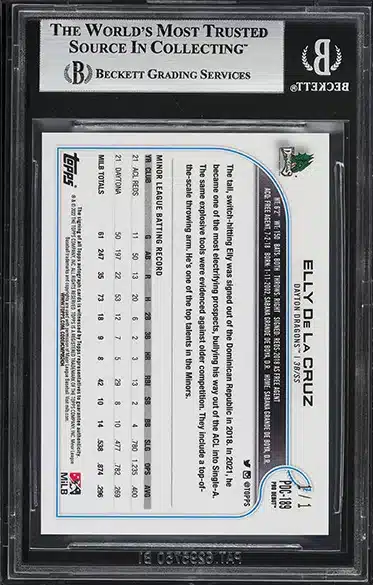 2022 Topps Pro Debut Chrome Superfractor Elly De La Cruz RC AUTO 1/1 BGS AUTHENTIC Altered BACK