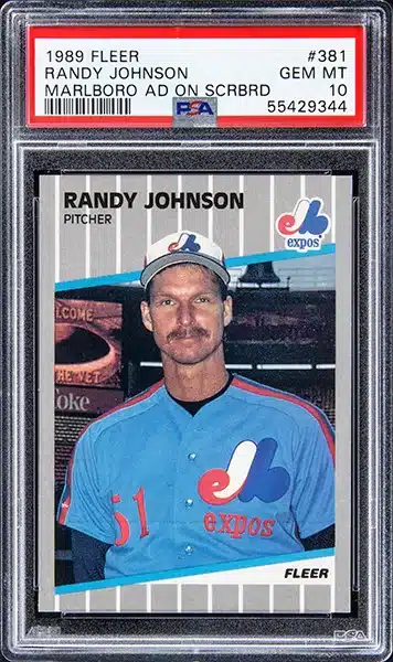 1989 Fleer Marlboro Ad on Scoreboard #381 Randy Johnson Rookie Card - PSA GEM MT 10