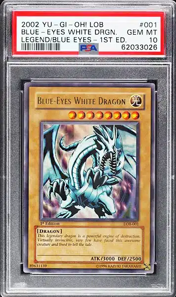 2002 Yu-Gi-Oh! LOB 1st Edition Blue-Eyes White Dragon #LOB-001 PSA 10 GEM MINT