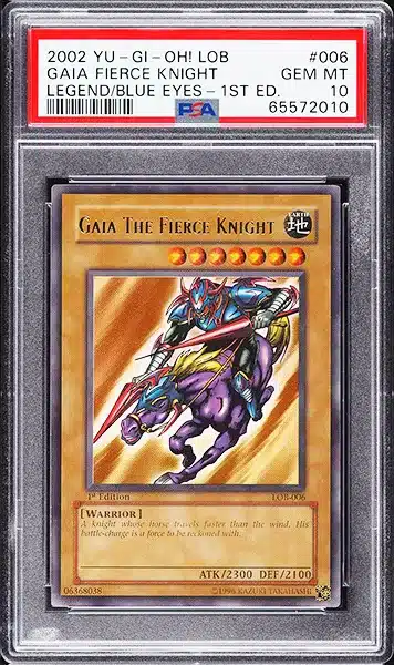 2002 Yu-Gi-Oh! Legend Of Blue-Eyes 1st Ed Gaia The Fierce Knight #LOB-006 PSA 10