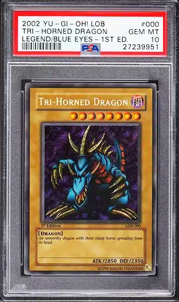 2002 Yu-Gi-Oh! Legend Of Blue-Eyes 1st Ed Wavy Tri-Horned Dragon #LOB-000 PSA 10