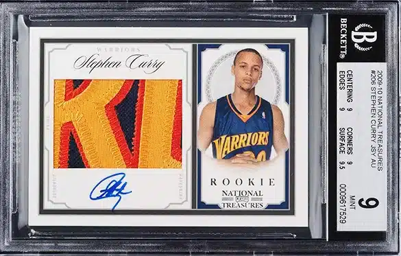 2009 National Treasures Stephen Curry ROOKIE PATCH AUTO /99 #206 BGS 9 MINT