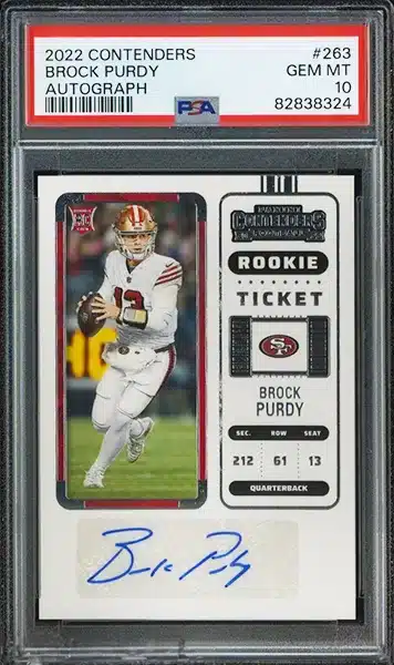 2022 Panini Contenders Rookie Ticket #263 Brock Purdy RC AUTO 49ers PSA 10