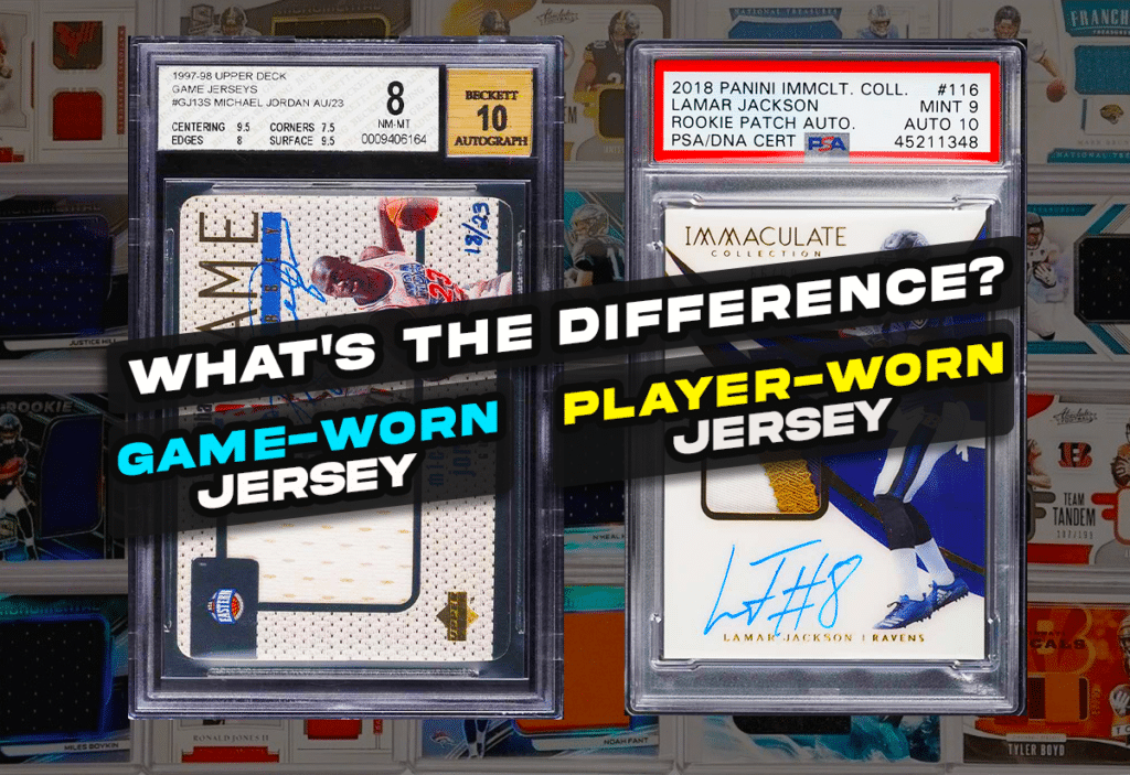 What's the difference between a Player-Worn jersey card and a Game-Worn Jersey Card?