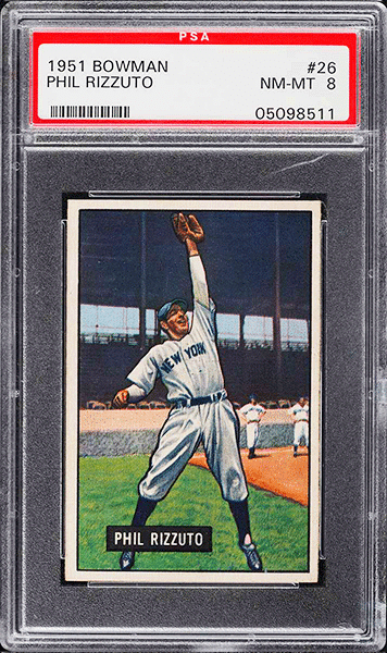 1951 Bowman Phil Rizzuto baseball card #26 graded PSA 8
