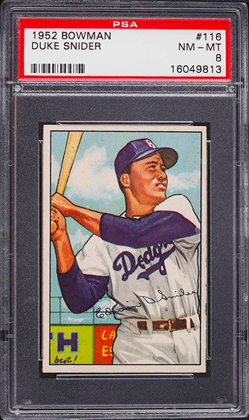 1952 Bowman Duke Snider baseball card #116 graded PSA 8