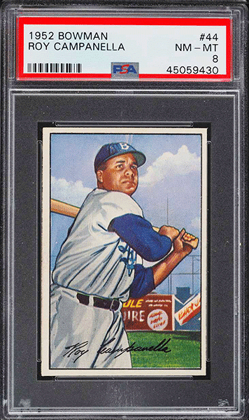 1952 Bowman Roy Campanella baseball card #44 graded PSA 8