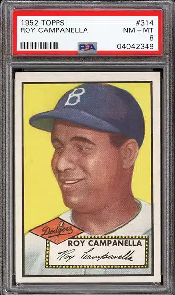1952 Topps roy Campanella baseball card #314 graded PSA 8