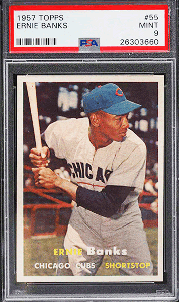 1957 Topps Ernie Banks baseball card #55 graded PSA 9 MINT
