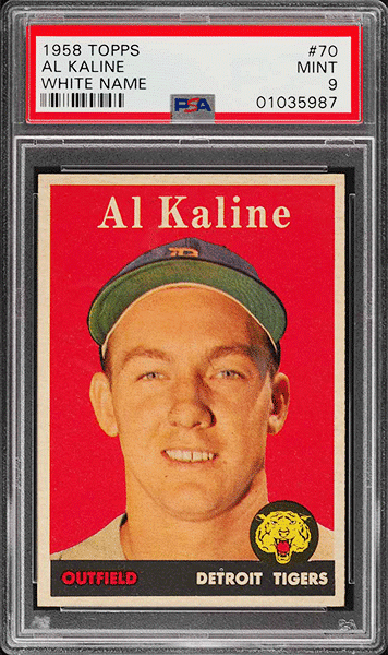 1958 Topps Al Kaline baseball card #70 graded PSA 9 MINT