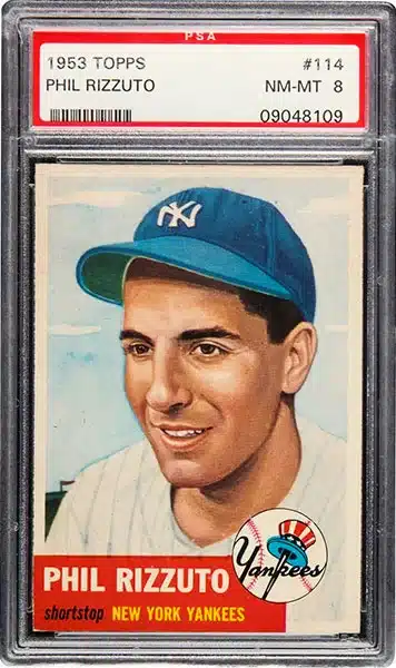 1958 Topps Phil rizzuot baseball card #114 short print graded PSA 8