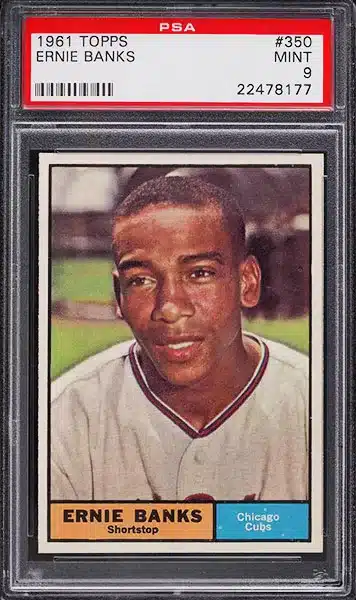 1961 Topps Ernie Banks baseball card #350 graded PSA 9 MINT