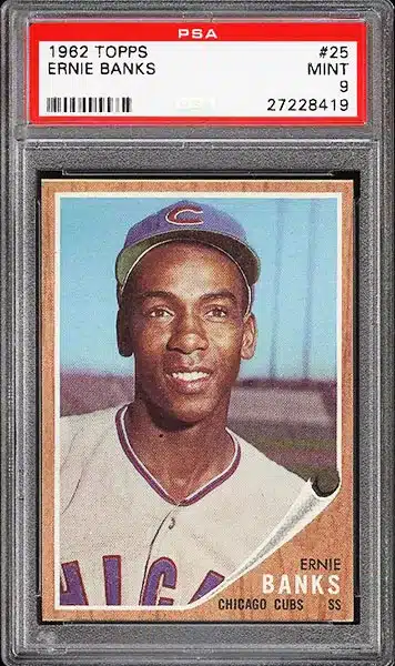 1962 Topps Ernie Banks baseball card #25 graded PSA 9 MINT