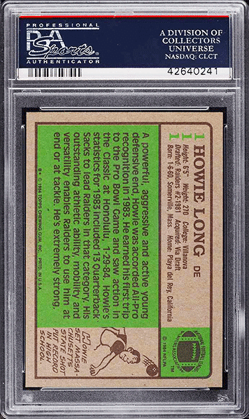 1984 Topps Football Howie Long ROOKIE RC #111 PSA 10 back side