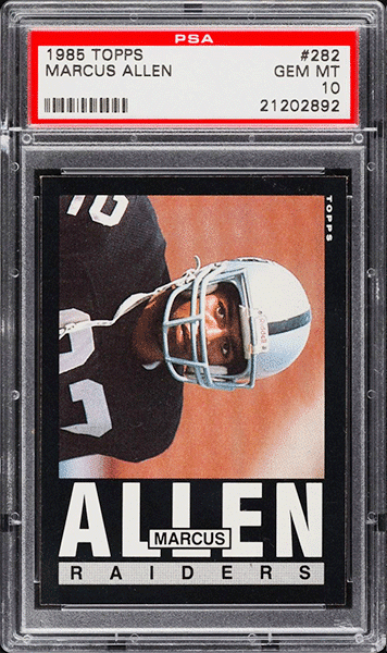 1985-Topps-Football-Marcus-Allen-football-card-#282-graded-PSA-10