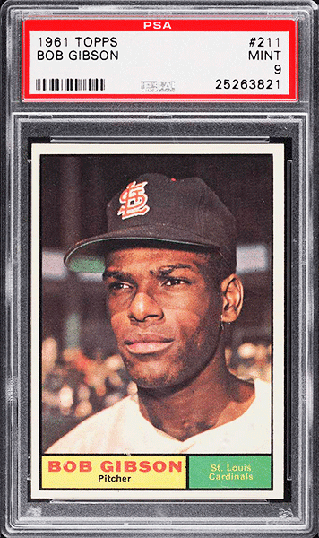 1961 Topps Bob Gibson baseball card #211 graded PSA 9