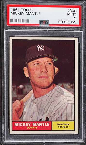 1961 Topps Mickey Mantle baseball card #300 graded PSA 9