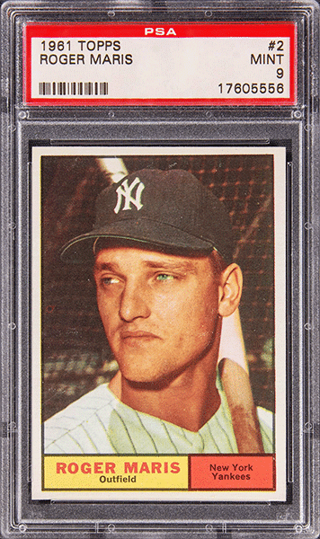 1961 Topps Roger Maris baseball card #2 graded PSA 9