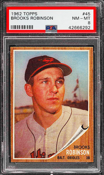 1962 Topps Brooks Robinson baseball card #45 graded PSA 8