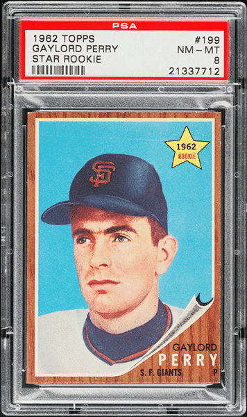 1962 Topps Gaylord Perry ROOKIE #199 PSA 8