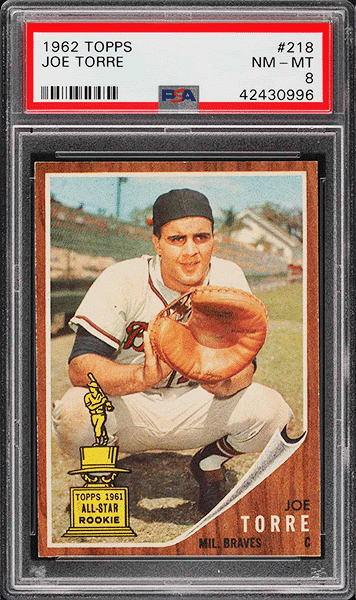 1962 Topps Joe Torre ROOKIE RC baseball card #218 graded PSA 8