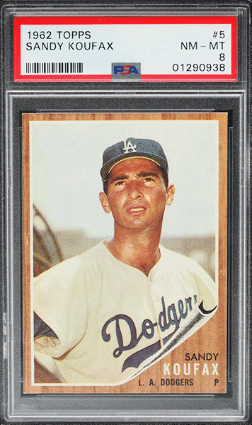 1962 Topps Sandy Koufax baseball card #5 graded PSA 8