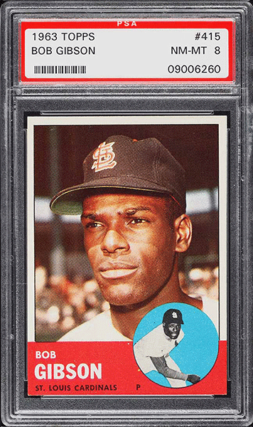 1963 Topps Bob Gibson baseball card #415 graded PSA 8