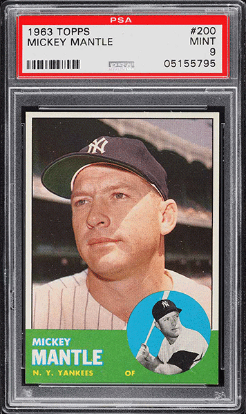 1963 Topps Mickey Mantle baseball card #200 graded PSA 9