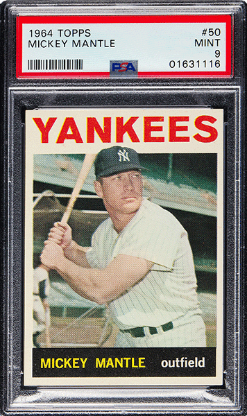 1964 Topps Mickey Mantle baseball card #50 graded PSA 9