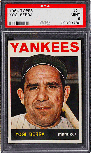 1964 Topps Yogi Berra baseball card #21 graded PSA 9