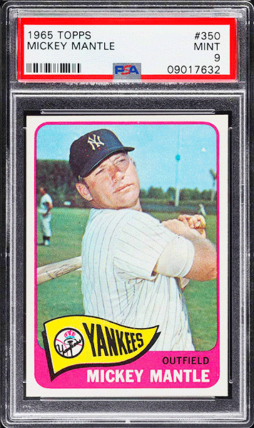 1965 Topps Mickey Mantle baseball card #350 graded PSA 9