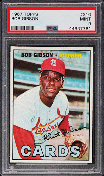 1967 Topps Bob Gibson baseball card #210 graded PSA 9