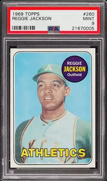 1969 Topps Reggie Jackson Rookie RC baseball card #260 graded PSA 9