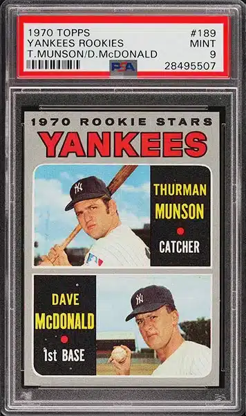 1970 Topps Thurman Munson ROOKIE RC baseball card #189 graded PSA 9