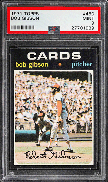 1971 Topps Bob Gibson baseball card #450 graded PSA 9